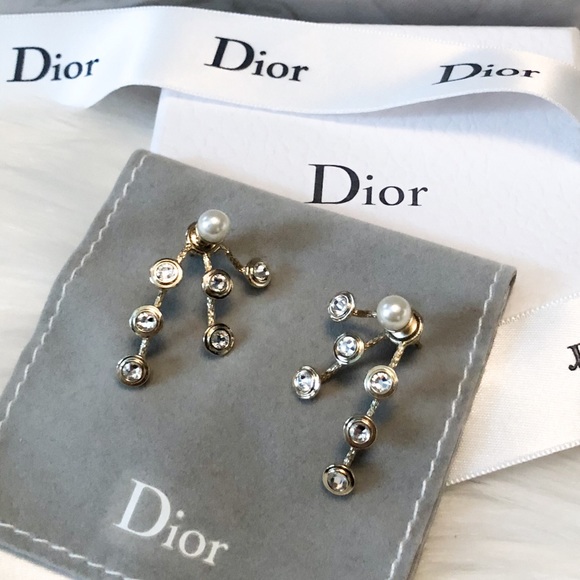 Dior Mis En Dior Crystal & Pearl Spray Earrings - Picture 6 of 6